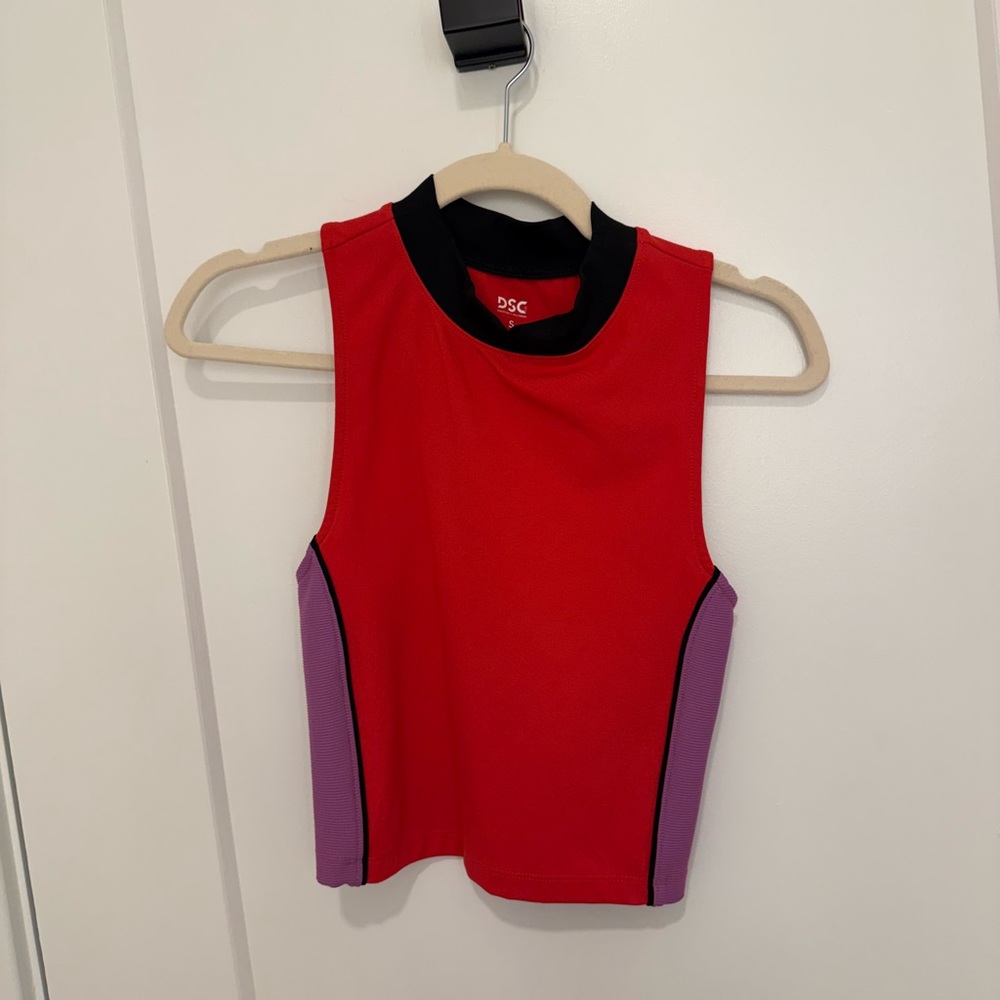 Red and Purple Sleeveless Top